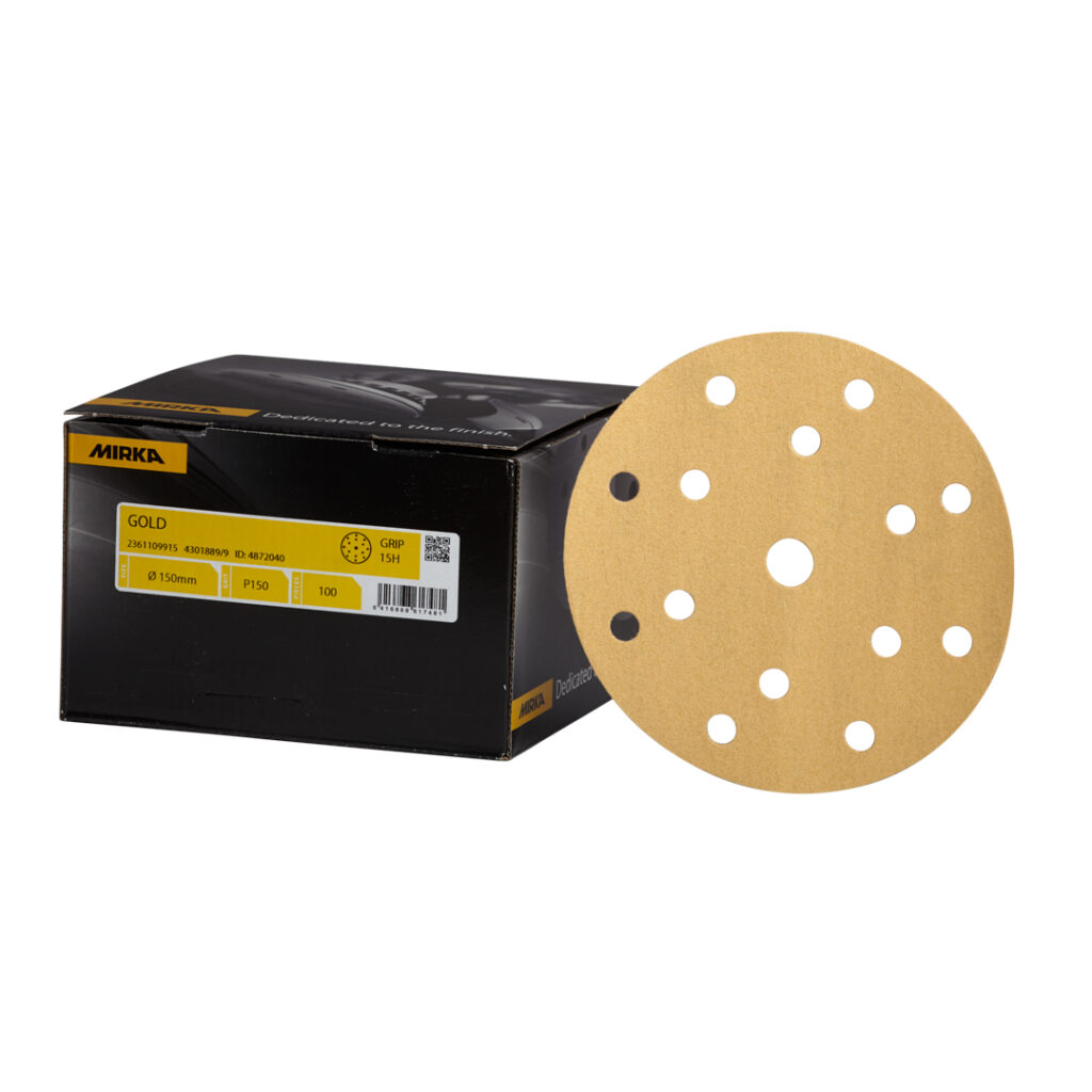 Mirka Gold Grip 150mm Sanding Discs | 15 Hole | Adkwik